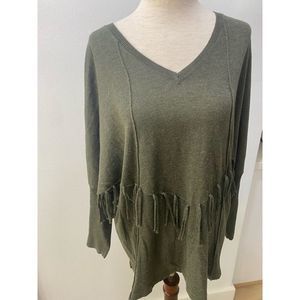 Yest olive colored fringe sweater